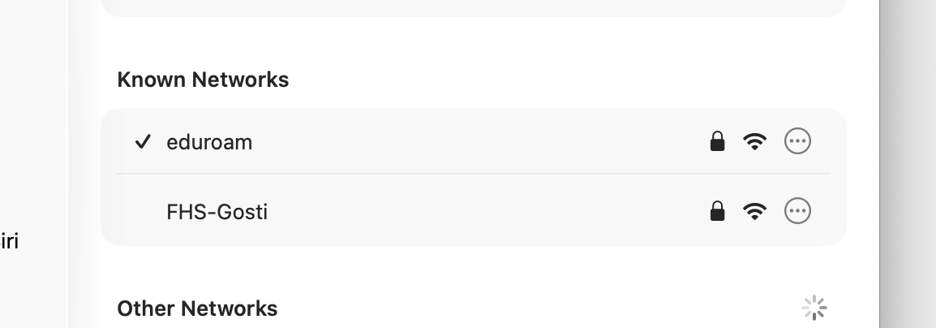 Mac povezan na eduroam mrežu